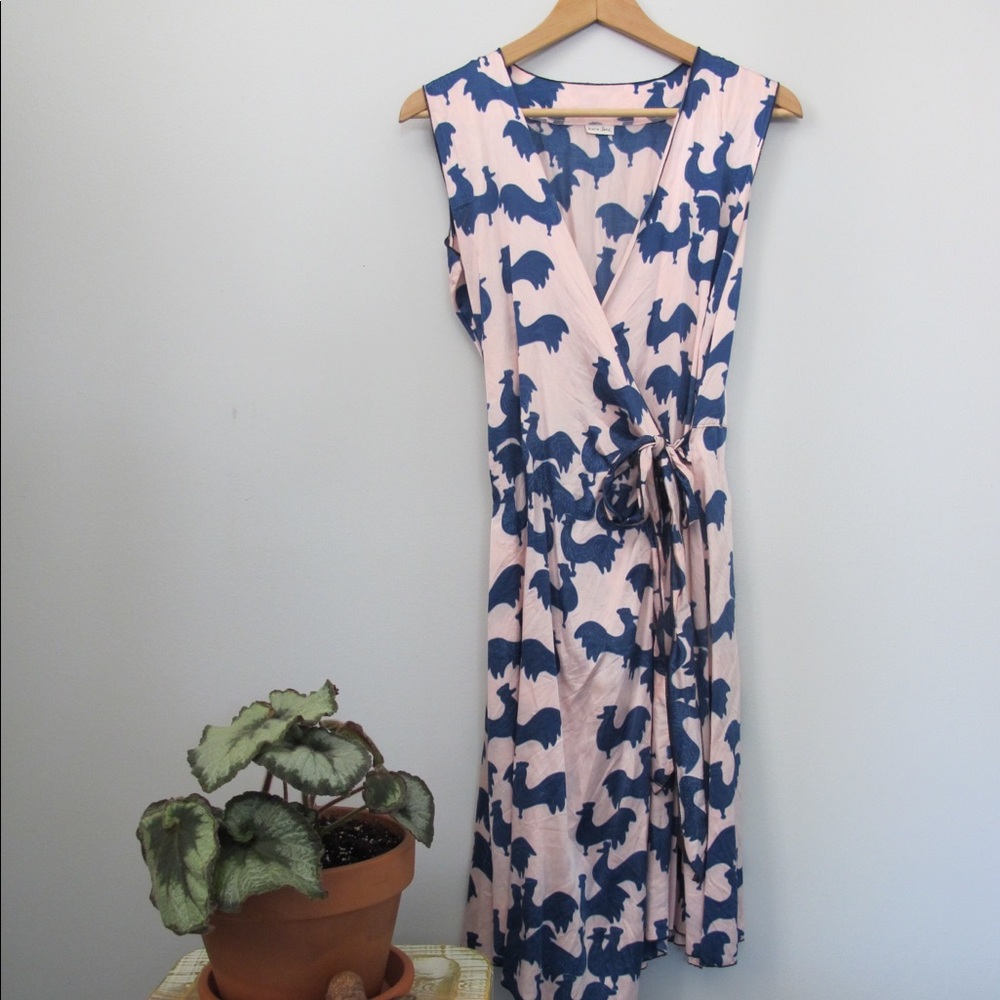 Boutique Kara-Line Silk Rooster Wrap Dress
